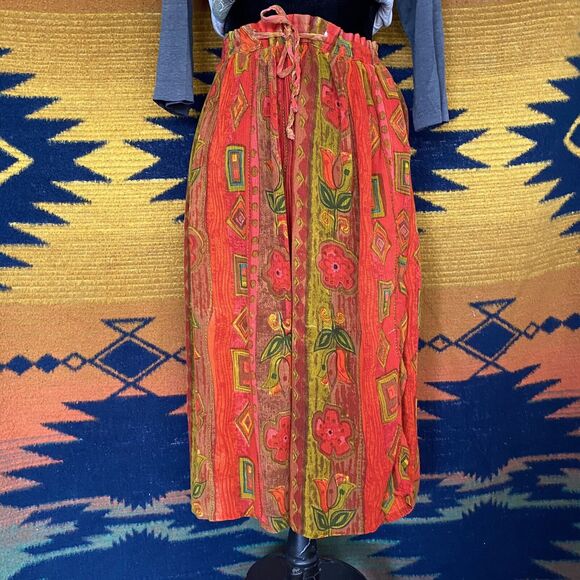 Vintage Zanana by Saraf Floral Maxi Rayon Skirt. OSFM. Tie Waist. India. - Picture 2 of 13